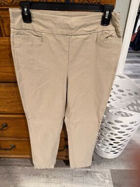 Kim Rogers Beige/Tan Ponte Slim Ankle Pants